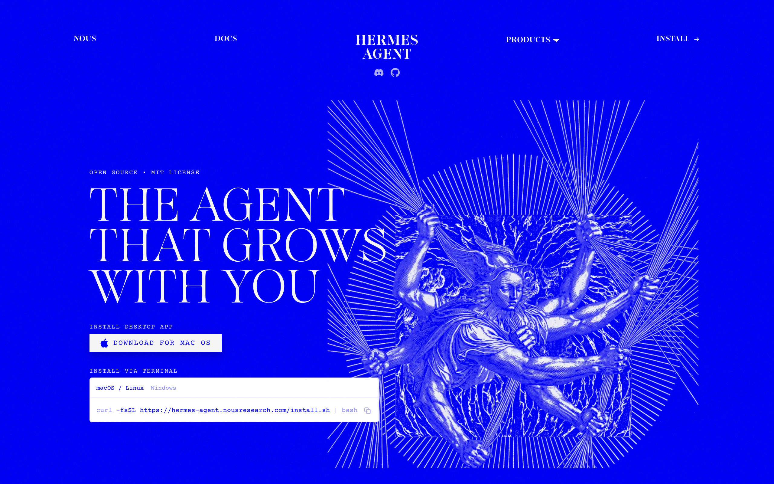 Hermes Agent by Nous Research homepage